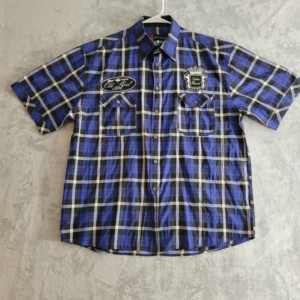 Old Skool urban Royale short sleeve shirt mens L Skater embroidered logo grunge